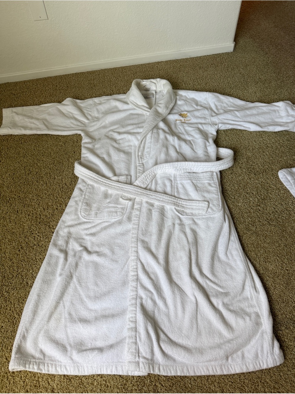 White Shawl Bath Robe - Plush Terry Cloth